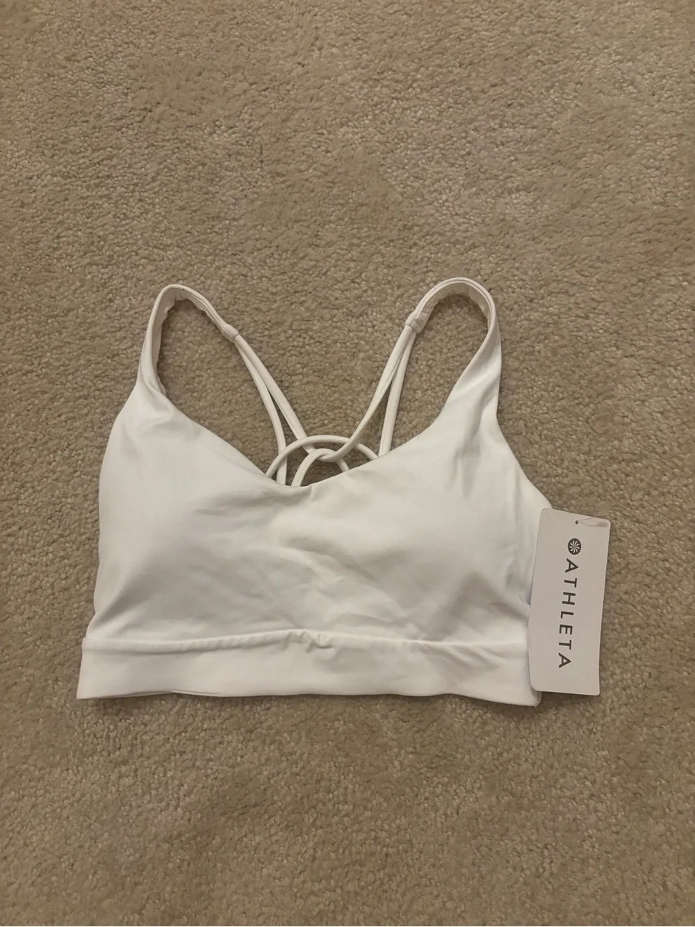 Athleta White Strappy Crisscross Sports Bra